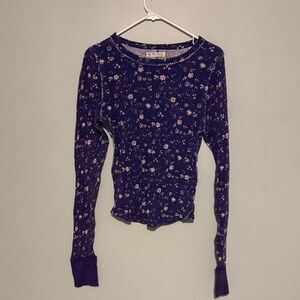 We The Free Navy Blue Floral Long Sleeve Top